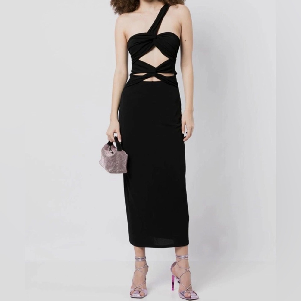 Ronny Kobo Collection Black Cutout Midi Dress